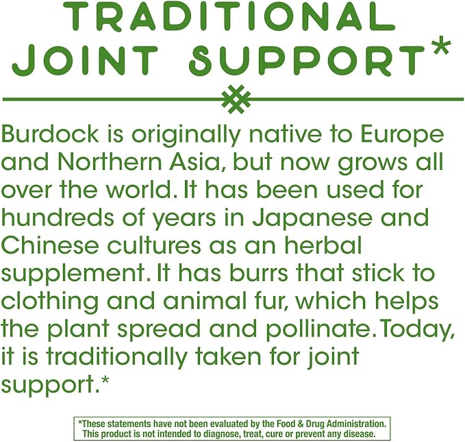 Nature's Way Burdock Root, Traditional Joint Support*, 100 Vegan Capsules (Packaging May Vary)