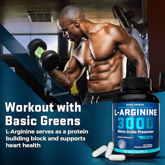 L Arginine 3,150mg (90 Capsules) - L-Arginine Supplement for Men and Women with Nitric Oxide Precursor, LArginine Supplement