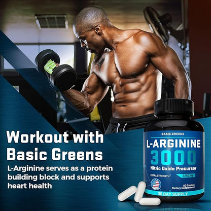L Arginine 3,150mg (90 Capsules) - L-Arginine Supplement for Men and Women with Nitric Oxide Precursor, LArginine Supplement