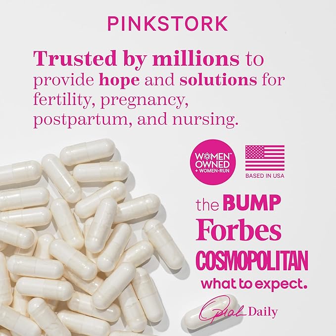 Pink Stork Folate: Methyl Folate - MTHFR Acid, Natural Form of Folic Acid for Pregnancy, Formulated for Mom + Baby, Women-Owned, 60 Capsules (Packaging May Vary)