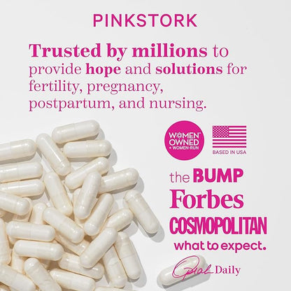 Pink Stork Folate: Methyl Folate - MTHFR Acid, Natural Form of Folic Acid for Pregnancy, Formulated for Mom + Baby, Women-Owned, 60 Capsules (Packaging May Vary)