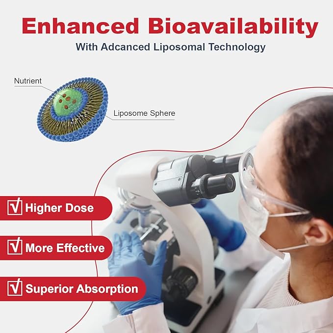 Liposomal Immune Support Supplement for Adults, Complex with L-Lysine 1,500mg, Vitamins, Minerals & Herbal Extracts, Comprehensive Daily Wellness Blend for Men & Women - 240 Capsules