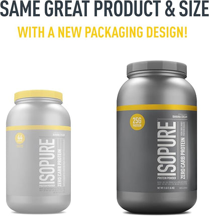 Isopure Protein Powder, Zero Carb Whey Isolate with Vitamin C & Zinc for Immune Support, 25g Protein, Keto Friendly, Banana Cream, 44 Servings, 3 Pounds (Packaging May Vary)