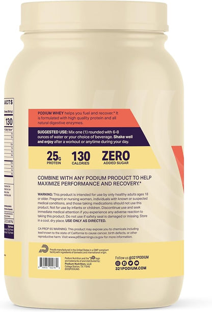 Podium Nutrition, Whey Protein Powder, Mint Chocolate Chip, 25 Servings, 25g of Whey Protein Per Serving, Gluten Free, Soy Free