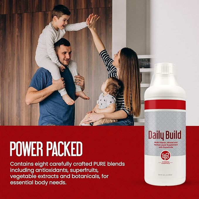 PURE Daily Build Liquid Multivitamin & Mineral/Herbal Dietary Supplement with Superfruits - 1 Bottle of 32 Fl Oz (946ml)