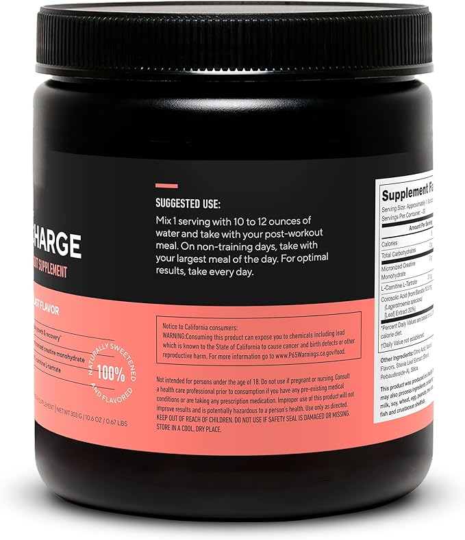 LEGION Recharge Post Workout Supplement - All Natural Muscle Builder & Recovery Drink with Micronized Creatine Monohydrate Naturally Sweetened & Flavored (Arctic Blast, 30 Servings Pack of 1)