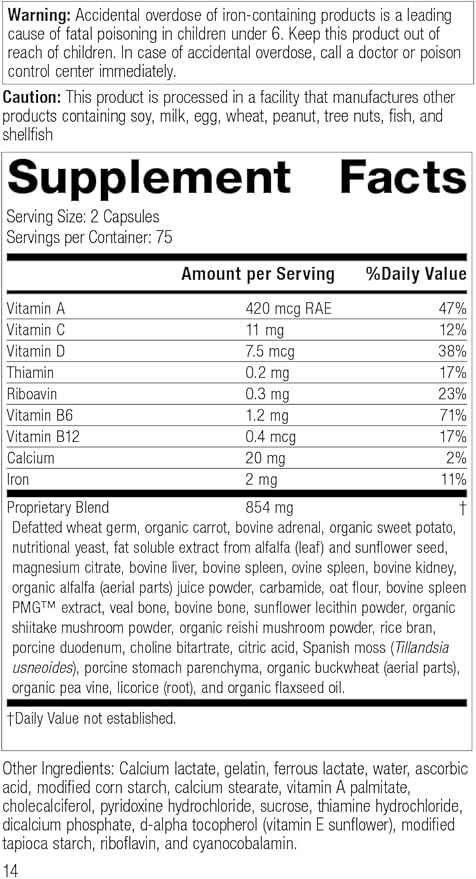 Standard Process Catalyn with Iron - Whole Food Energy, Vitality, and Antioxidant Support with Riboflavin, Vitamin B6, Thiamine, Wheat Germ, Vitamin A, Flaxseed Oil, Calcium - 150 Capsules