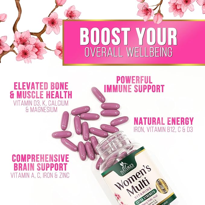 Multivitamin for Women with Iron - Daily Vitamins for Women's Immune Support and Overall Health - Womens Complete Daily Multivitamin with Vitamin A, B, C, D, E, Calcium and Magnesium - 60 Softgels