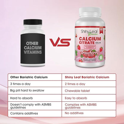 Bariatric Multivitamin Iron-Free Capsules Calcium Citrate Chewable Strawberry Flavor - for Post Bariatric Surgery Including Gastric Bypass and Sleeve (3 Month)