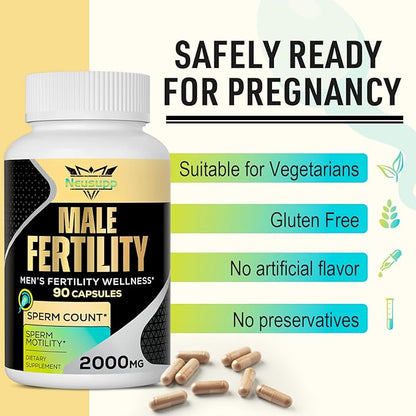 Fertility Supplements for Men, 2000MG Male Fertility Vitamin with Maca Root, Zin& Folate for Conception -360 Capsules