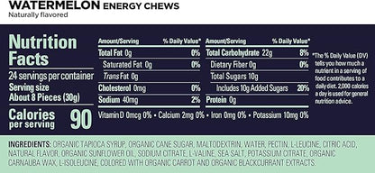 GU Energy Chews, Watermelon Energy Gummies with Electrolytes, Vegan, Gluten-Free, Kosher, Caffeine-Free, and Dairy-Free On-The-Go Energy for Any Workout, 12 Bags (24 Servings Total)