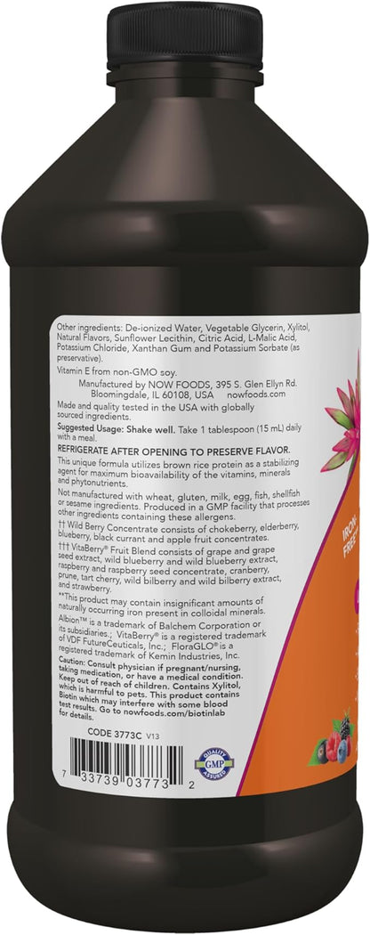 NOW Foods Supplements, Liquid Multi, Fast Absorption, Liquid Vitamin & Mineral, Wild Berry Flavor, 16-Ounce