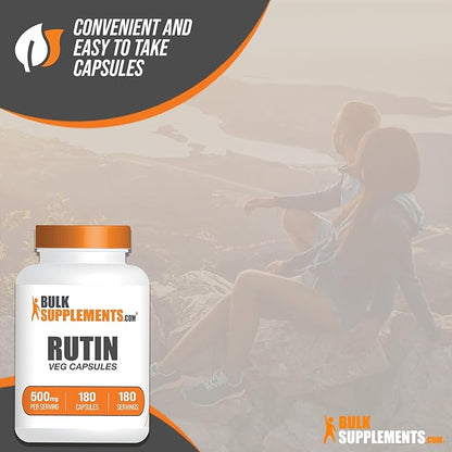 BulkSupplements.com Rutin 500mg Capsules - from Saphora Japonica, Rutin Supplement, Rutin Pills - Antioxidants Supplement - Vegan & Gluten Free, 1 Capsule per Serving, 180 Veg Capsules