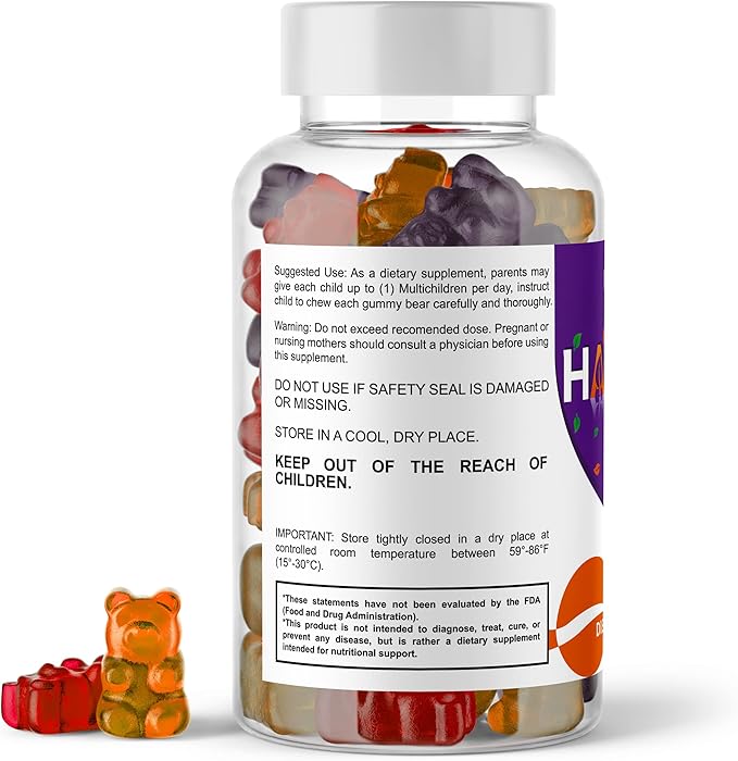 Multivitaminas para Niños en Gomitas Refuerza su sistema inmune, su concentración y Memoria contiene Vitaminas A,C,D,E,B en todas sus categorias