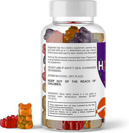 Multivitaminas para Niños en Gomitas Refuerza su sistema inmune, su concentración y Memoria contiene Vitaminas A,C,D,E,B en todas sus categorias