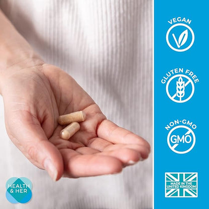 Health & Her Perimenopause Multi-Nutrient Support, Support for Wellbeing During Pre-Menopause (Early Stage of Menopause) Perimenopause Supplements for Women, Perimenopause Vitamins, Vegan (60 ct.)