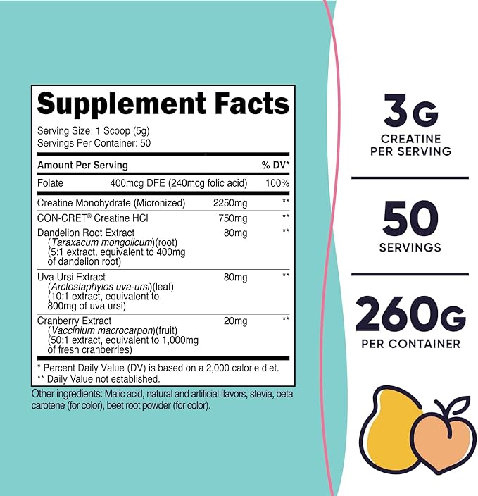 Nutricost Creatine Monohydrate Powder for Women, Micronized, Peach Mango Flavor, 50 Servings - Vegetarian, Non-GMO, Gluten Free