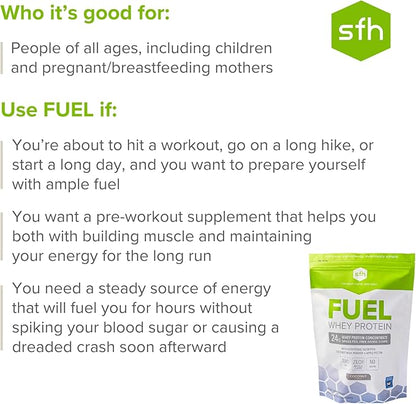SFH Fuel Whey Protein Powder Great Tasting Grass Fed Whey | MCTs & Fiber for Energy | All Natural | Soy Free, Gluten Free, No RBST, No Artificial Flavors (Coconut (2lb Bag))