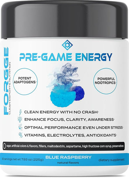 Forgge Focus Energy Drink Powder - Lion’s Mane, Alpha-GPC, L-Theanine and Nootropics for Focus - Vitamins + Electrolytes - Natural Caffeine, Sugar Free (Blue Raspberry)