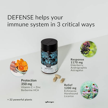 PALO Defense Wellness Formula Vitamins & Herbal Blend - Immune System Support Supplement - with Elderberry, Vitamin C, Zinc, Echinacea, Astragalus, Andrographis— 90 Tabs