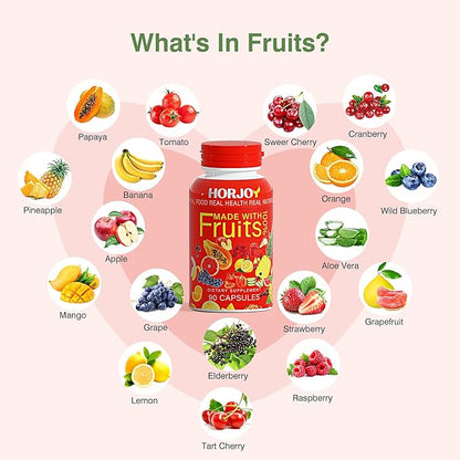 Nature Fruits and Veggies/Vitamins Supplements Dietary Nutritional Balance 90 Fruit and 90 Veggie Capsules-(Pack of 2)