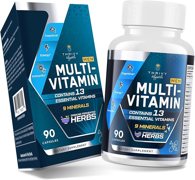 Mens Multivitamins 50 plus - Daily Multivitamin for Men with Fermented Herbal Extracts & 43 Nutrients - Mens Vitamins Multivitamin Supports Memory & Brain, Energy, Bone Health - Supports for Men 18+