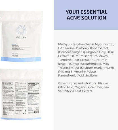 Codex Labs Shaant Skin De-Stress Supplement Acne Spot Treatment - Hormone Supporting - for Acne-Prone Skin, All Skin Types - with Turmeric, Milk Thistle, Folic Acid - Plant-Based, Vegan (5.9 oz)