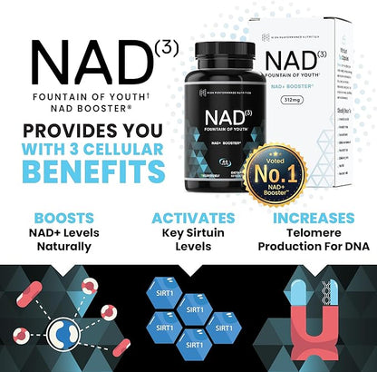 HPN NAD+ Booster (NAD3), Anti Aging Cell Booster, NRF2 Activator, Nicotinamide Riboside Alternative, NAD Supplement Natural Energy, Longevity, and Cellular Health, 312 Mg per Serving (1 Month Supply)