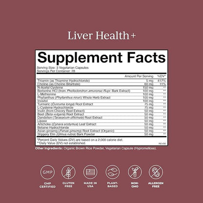 CYMBIOTIKA Liver Supplement with Vitamins & Herbs for Liver Support, Health, Cleanse and Repair, Helps Metabolism and Digestion, Gluten Free, Vegan, Plant Based, and Non GMO, 84 Capsules, 28 Servings