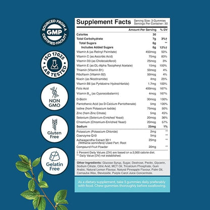 Men's Multivitamin Gummies with Superfood Complex - Daily Multivitamin for Men Gummies with CoQ10 and Ashwagandha for Energy and Immune Support - Adult Multivitamin Gummy with Essential Minerals