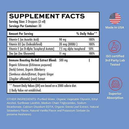 Liposomal Liquid Immune Booster Drops | 7 in 1 | Sugar-Free | Non-GMO | Gluten Free | Supports Immune System | Daily Defense and Overall Wellness