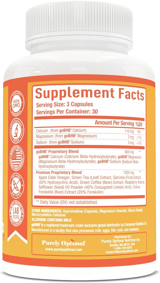 Purely Optimal Keto + ACV Capsules with BHB - Supports Energy, Cleanse, and Digestive Health - Advanced Keto Supplement for a Balanced Lifestyle - 90 Capsules