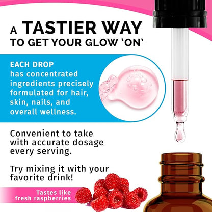 Liquid Collagen Peptides for Women - Complex with Biotin Vitamin, Hydrolyzed Keratin Protein and Saw Palmetto - Comprehensive Formula for Hair, Skin, and Nails Wellness - 2fl oz (Pack of 4)