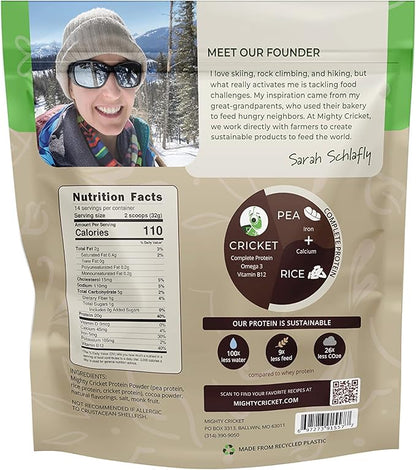 Mighty Cricket Protein Powder. 20g Clean Prebiotic Cricket Protein. No Sugar, Low Carbs, Gluten & Dairy Free. Keto & Paleo, 100% Natural Ingredients. Chocolate, 1 lb (Pack of 1)