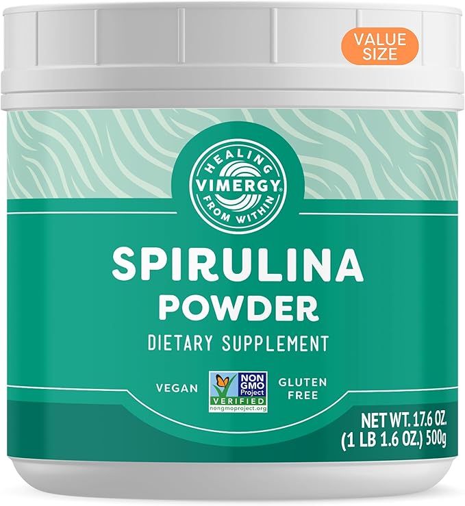 Vimergy Natural Spirulina Powder, 166 Servings – Value Size – Greens Powder – Nutrient Dense Blue-Green Algae Superfood for Smoothies & Juices – Immune Support - Non-GMO, Gluten-Free, Vegan & Paleo