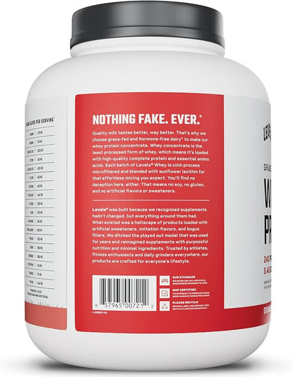 Levels Grass Fed Whey Protein Powder, No Artificials, 24G of Protein, Strawberry, 5LB