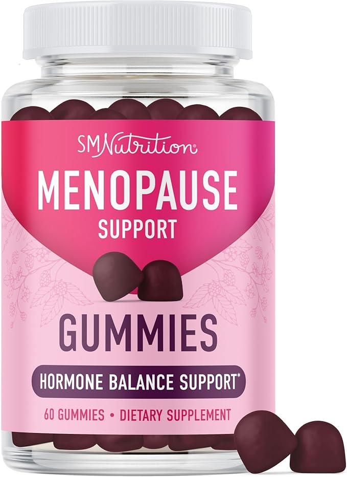Menopause Support Gummies | Hormone Balance Relief for Hot Flashes, Night Sweats, Mood Swings, & Bloating | with Phytoestrogen Soy Extract, Vitamin D3, PABA, Biotin | Vegetarian, Gluten-Free | 60ct.