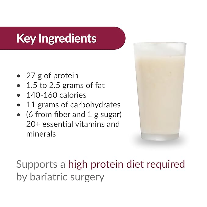 Bariatric Advantage High Protein Meal Replacement Drink Mix, Protein Powder Whey Isolate for Gastric Bypass and Sleeve Gastrectomy Patients, 27g Protein, Lactose Free - Banana - 28 Servings