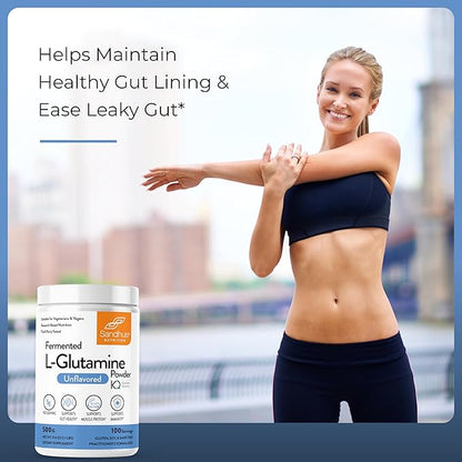 Sandhu's L-Glutamine Powder | 100 Servings, 500 Gram, 17.6 Oz., Large Size, 3 Months Supply| Made in USA | Non-GMO, Amino Acid Supplement for Muscle Support and Gut Health