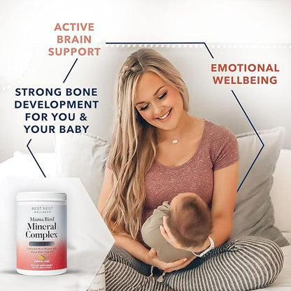 Best Nest Wellness Mama Bird Mineral Complex - Brain Health Support Multivitamin - Aids Bone Development for Mother & Baby - Drink Supplement with Choline & Magnesium - Lemon-Lime, 285 g (30 Servings)