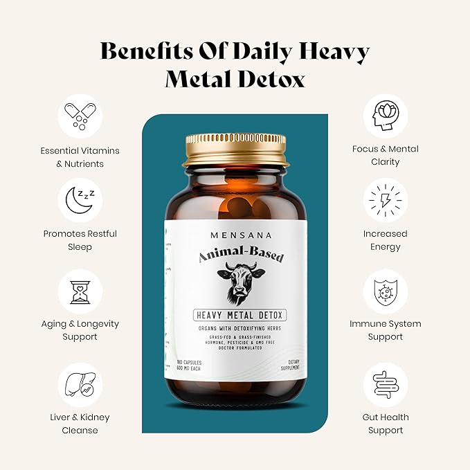 Heavy Metal Detox Supplement, Kidney, Liver Cleanse Detox & Repair Capsules, 180 Capsules - 30 Servings