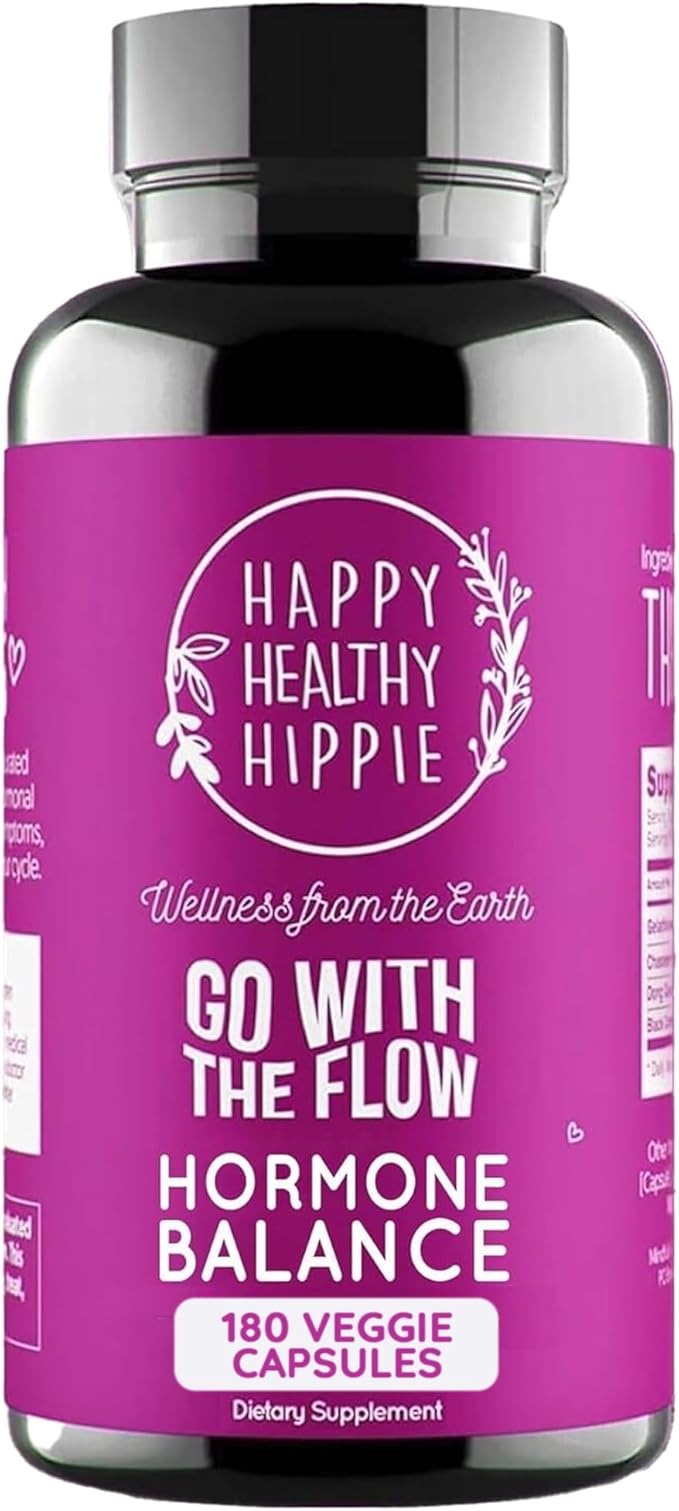 Happy Healthy Hippie Hormone Balance for Women (180ct) - PMS Support Supplement & Menopause Supplements for Women | Mood Support, Bloating Relief, PMDD | Black Cohosh, Chasteberry Supplement for Women