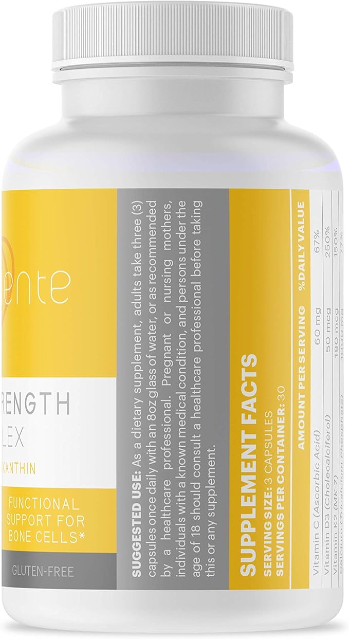 Juveriente Bone Strength Complex/A Dietary Therapy of a Japanese Traditional Fruit, Packed with Vitamin C, D3, K2, Calcium, Phosphorus, Food Grade Strontium and Boron / 90 Capsules for 30 Days