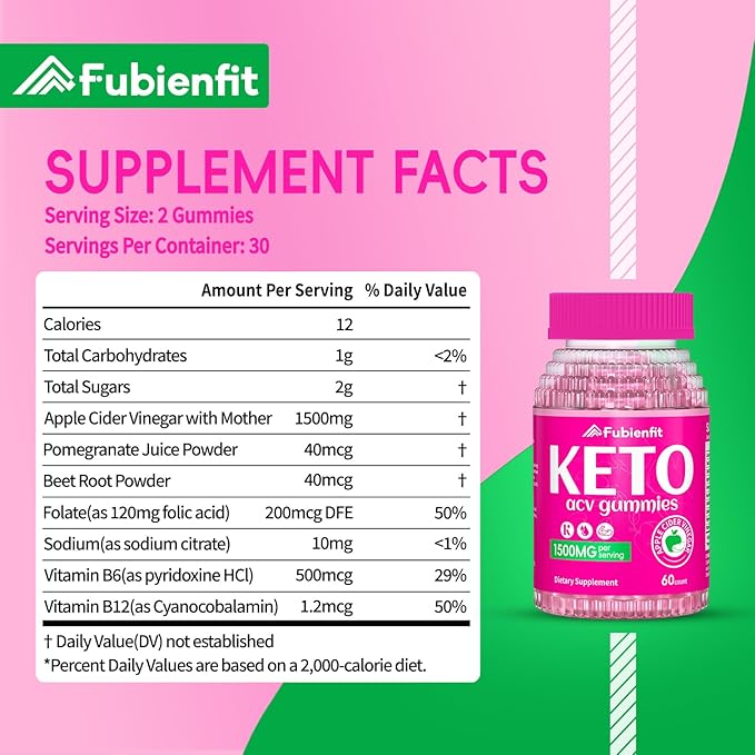 (2 Pack) Keto ACV Gummies Advanced Formula 1500MG Keto Gummies Apple Cider Vinegar Formulated with Pomegranate Beet Juice Powder B12 Vegan Non GMO 120 Gummys