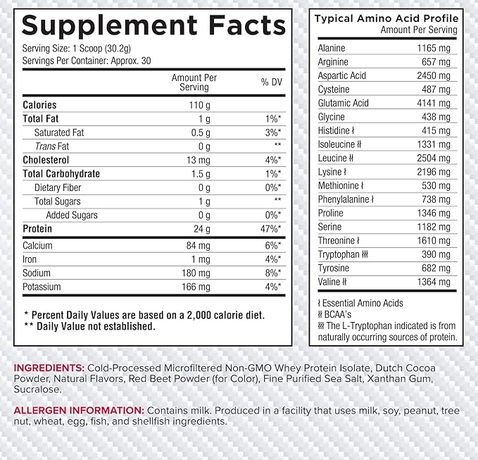 Core Nutritionals ISO, 100% Micro Filtered, Zero Artificial Fillers, 25g Whey Protein Isolate, 32 Servings (Red Velvet)