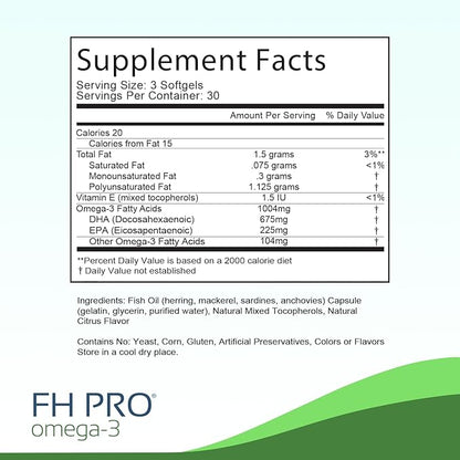 Fairhaven Health FH PRO Omega 3 Fatty Acids | Prenatal DHA and EPA Vitamin | Premium Icelandic Fish Oil Supplement for Pregnant Women and Nursing Mothers | 90 Softgels