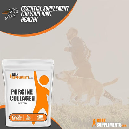 BulkSupplements.com Porcine Collagen Powder - Hydrolyzed Collagen Powder, Collagen Supplement, Collagen Protein Powder - Gluten Free, 2500mg per Serving, 1kg (2.2 lbs) (Pack of 1)