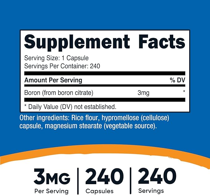 Nutricost Boron 3mg Supplement, 240 Vegetarian Capsules - Gluten Free and Non-GMO