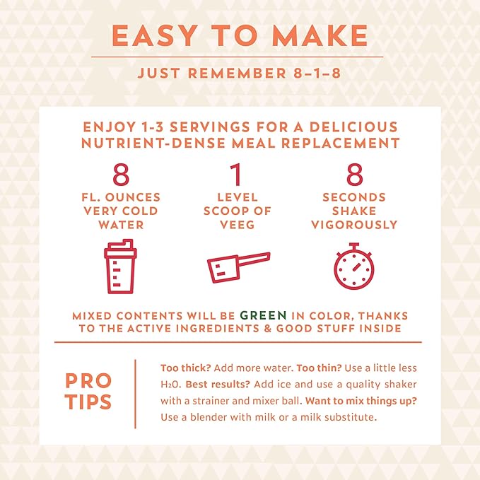 Veeg Meal Replacement Powder, All-in-One Plant-Based Protein Superfood with 50+ Superfoods & Vitamins, Organic Greens & Reds, MCT, Probiotics | Non GMO Vegan Protein Powder Vanilla, 15 Servings