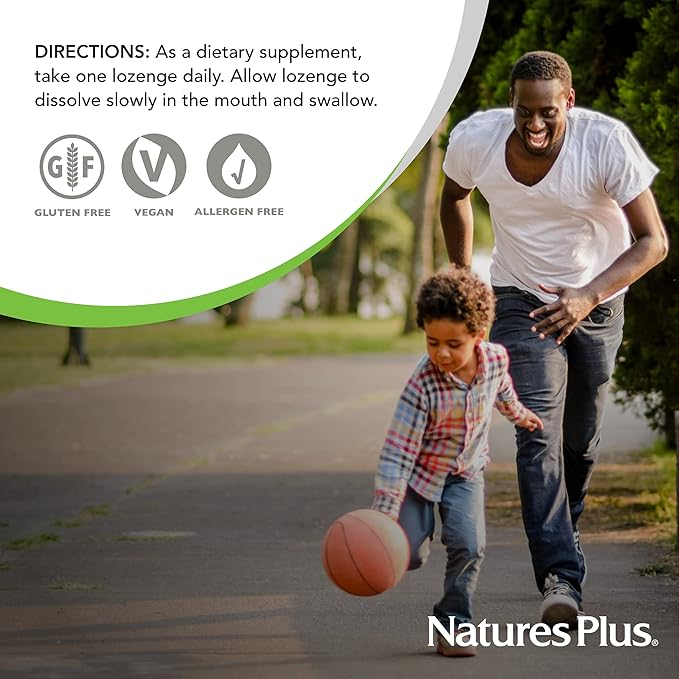 Natures Plus B12 Herbal Lozenges (Methylcobalamin) - 1000 mcg, 30 Sublingual Lozenges - Raspberry - Maximum Absorption Red Blood Cell Support - Energy Booster - Vegetarian, Gluten-Free - 30 Servings